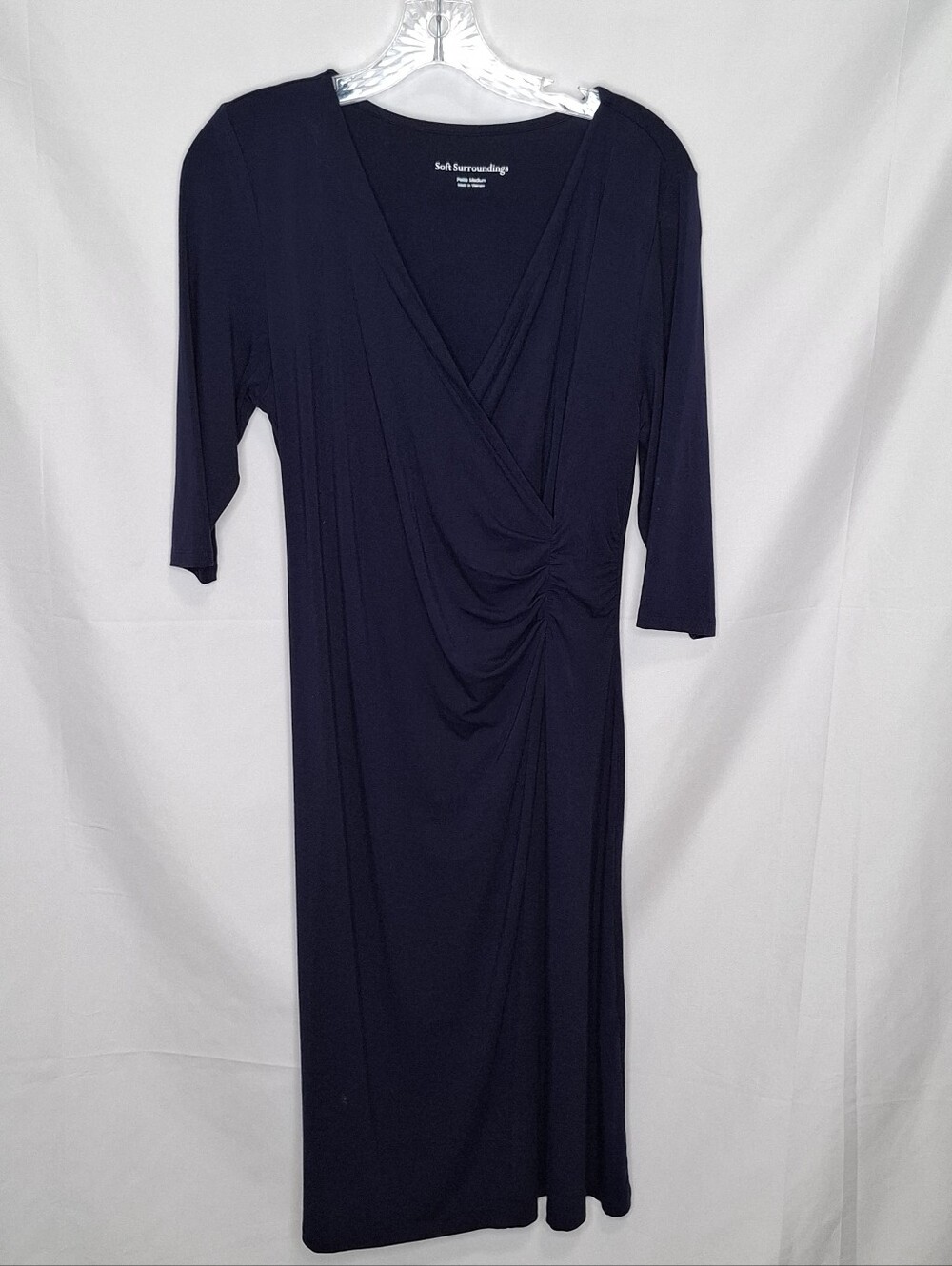 Soft Surroundings Navy Hyannis Wrap Dress Size Medium Petite